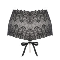 Panty réalisé en dentelle italienne délicate avec des détails en lurex argenté et en perles