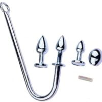 Le crochet anal Hook Multi est composé de : 3 plugs de 5 x 1.8cm, 6 x 2.3cm, 7 x 2.7cm 1 boule de 3.4 x 2.7cm