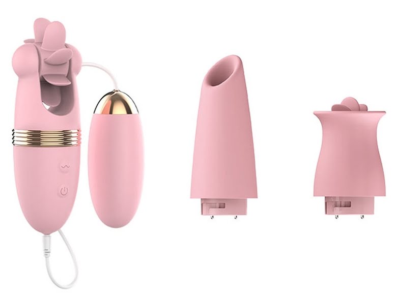 Ce kit de stimulation pour le clitoris 3 embouts en silicone. 6 rythmes différents par embout télécommande