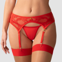 Porte-jarretelles la dentelle une sophistication frappante. La riche teinte rouge est magnifiquement mise en valeur