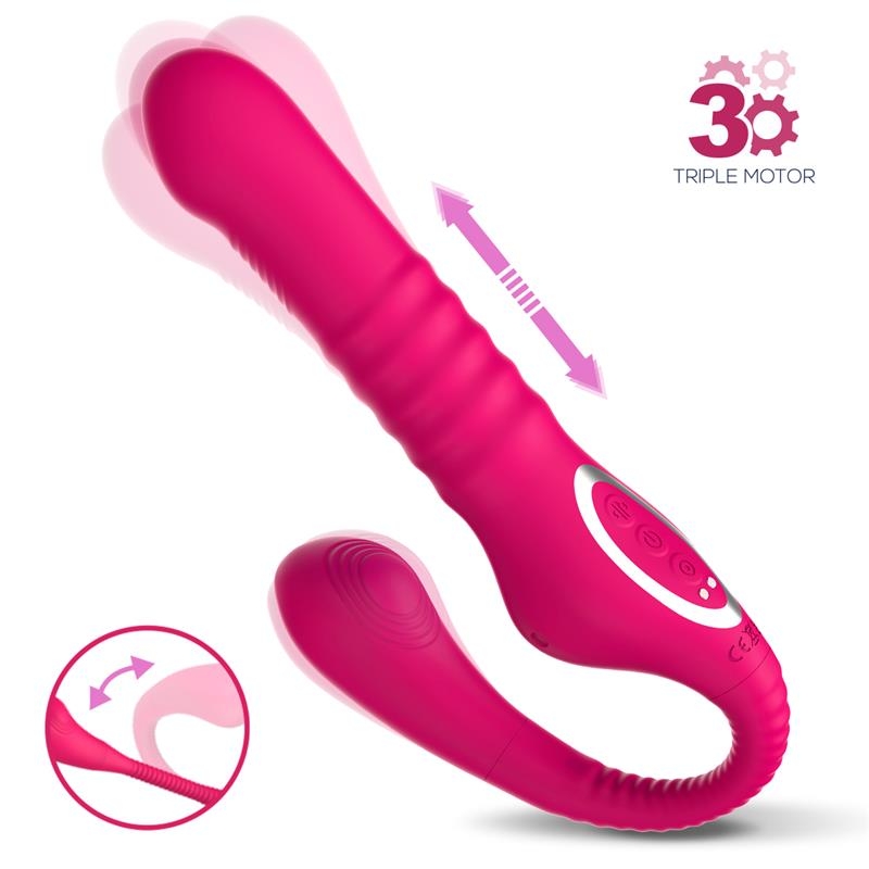 Vibro de 16 x 4 cm avec des mouvements de va-et-vient et en torsade, stimulateur de clitoris. Parfait pour des plaisirs excitants